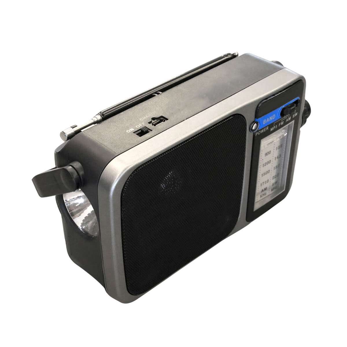 Radio de Emergencia Almalux® Portátil AM/FM con Linterna | Batería Recargable y Pilas | Negra