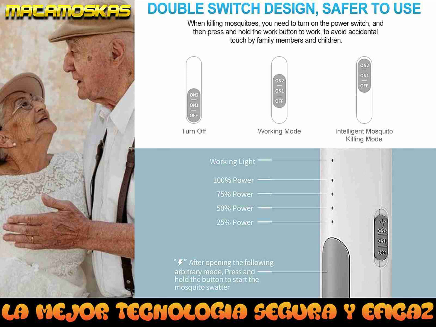 Matamoscas Eléctrico Raqueta Profesional Mata mosquitos