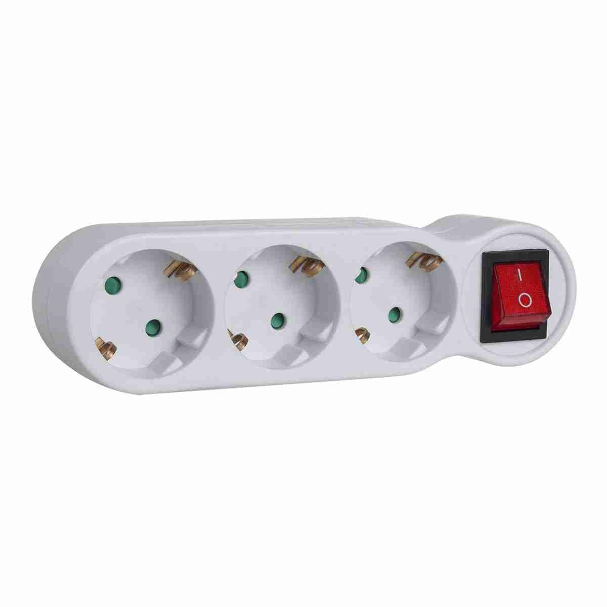 Regleta de 3 enchufes Almalux® con interruptor y toma de tierra - 16A - MAX 3680W