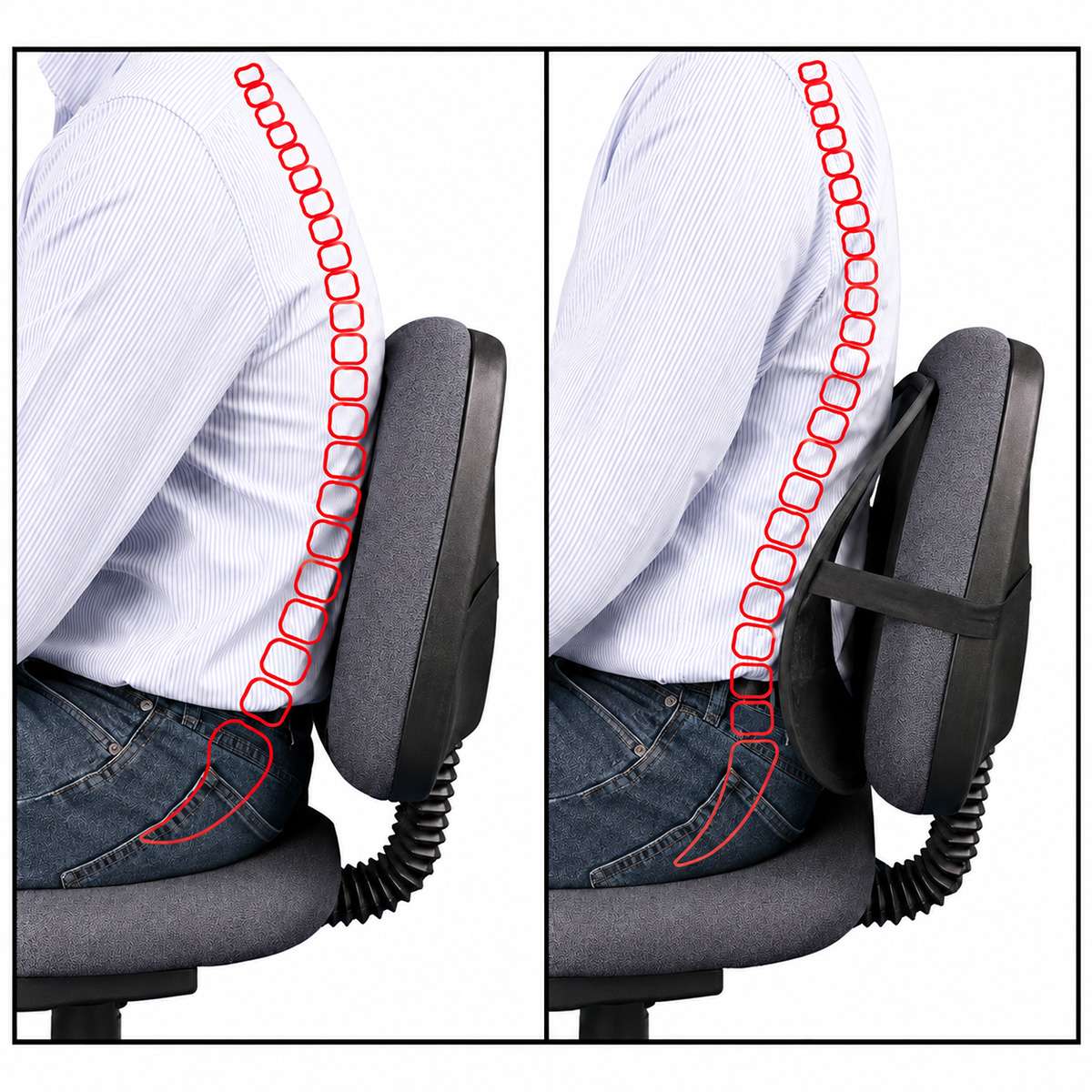 Soporte para la espalda Almalux® con perlas de masaje, respaldo ergonómico lumbar para silla, oficina y coche