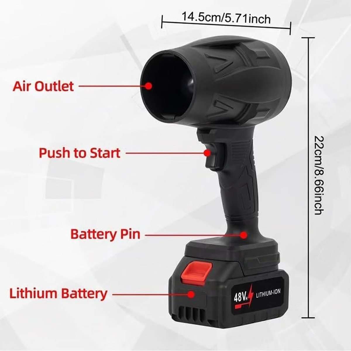Soplador de Mano Inalámbrico "Almalux® Power Violent Fan", 120.000 RPM: Potencia y Versatilidad en un Diseño Compacto