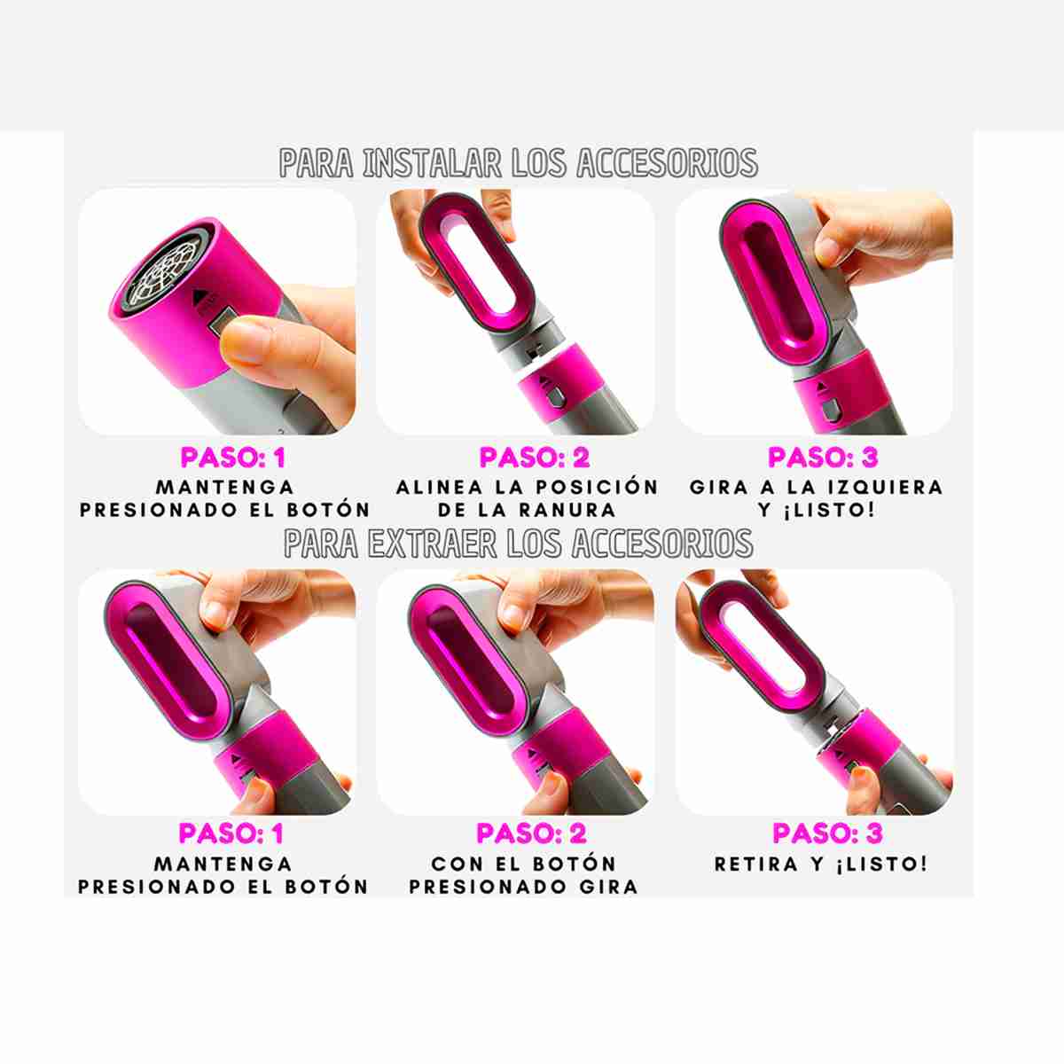Secador de pelo Moldeador 5 en 1 Almalux® - Voluminizador Ondulacion Alisador
