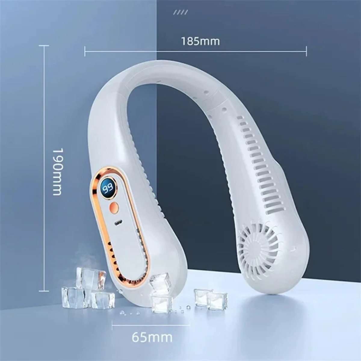 Ventilador de Cuello Almalux® con Pantalla Digital Inteligente – Portátil, Recargable USB, 5 Velocidades y 78 Salidas de Aire