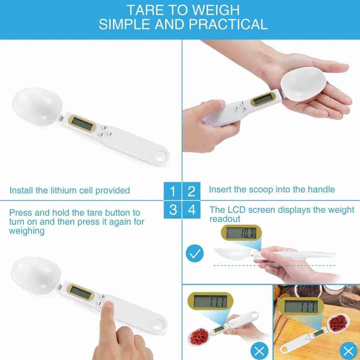 Cuchara Medidora Digital Balanza de Peso para Alimentos de 500g/0 - 1g
