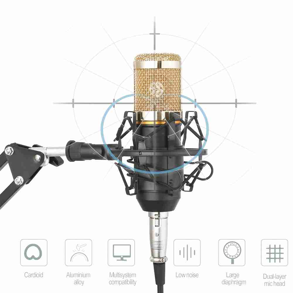 Microfono Condensador Profesional Potente Bm800 Negro Almalux®