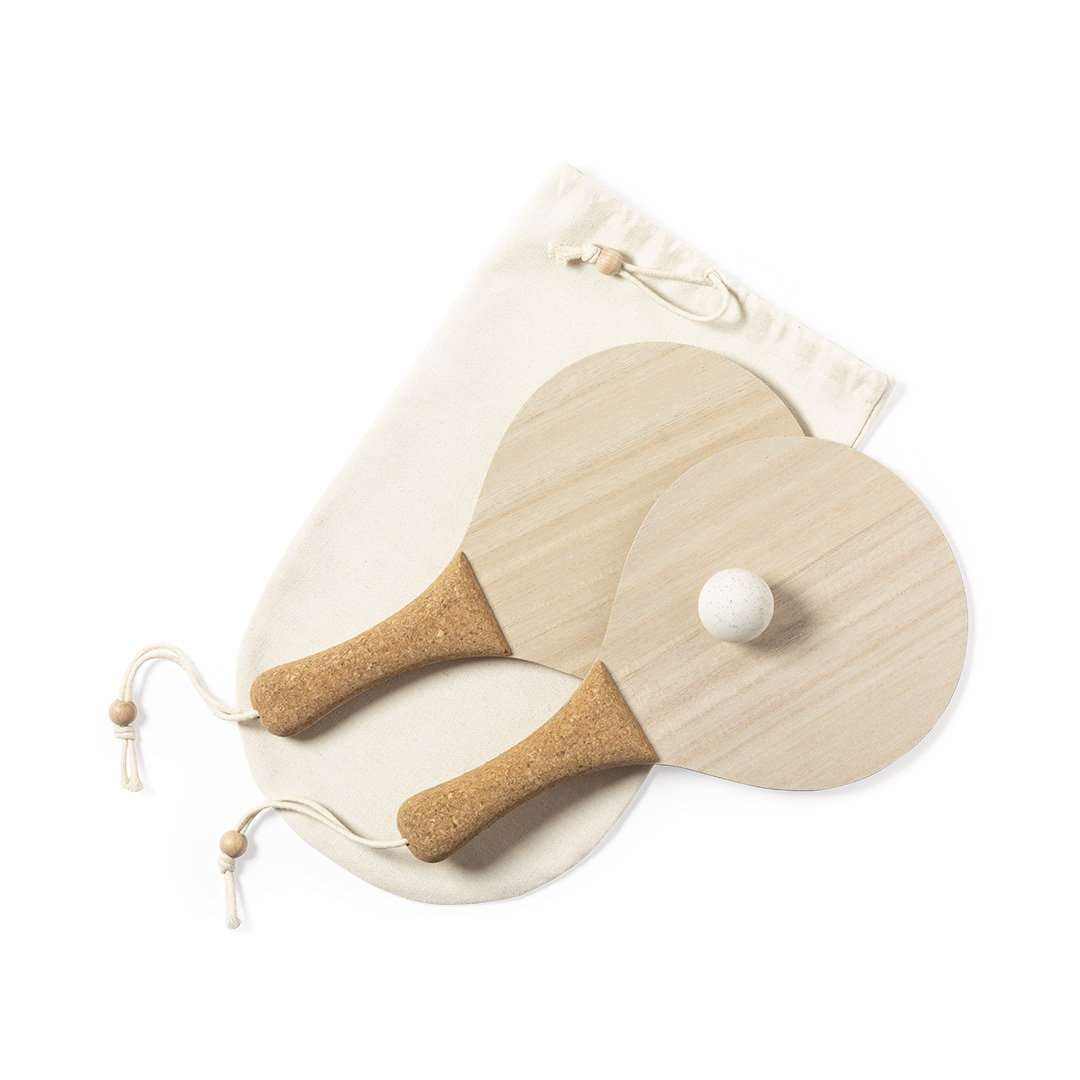 Palas de Playa Nature en Madera con Mango de Corcho y Bolsa de Algodón