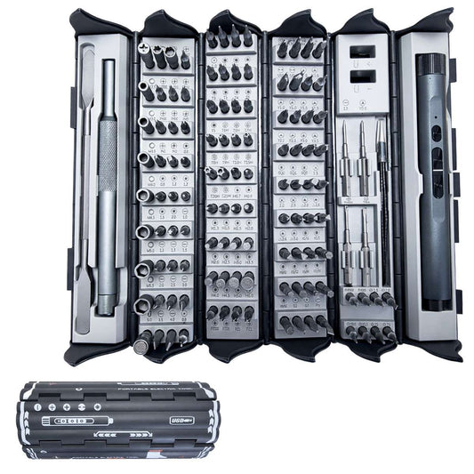 Conjunto de Herramientas de Reparación con Destornillador Eléctrico Inalámbrico USB Tipo-C - 124 en 1