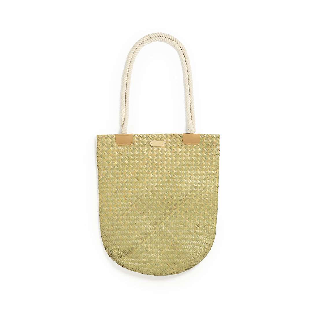 Bolso de paja Bedwey con asas largas y superficie personalizable