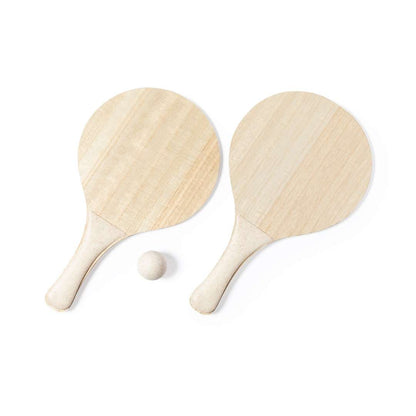 Set de Palas de Playa con Juegos de Mesa Integrados en Madera