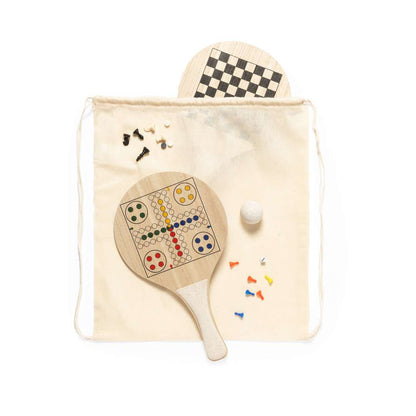 Set de Palas de Playa con Juegos de Mesa Integrados en Madera