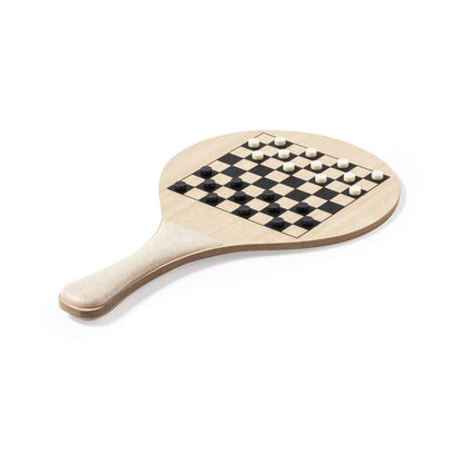Set de Palas de Playa con Juegos de Mesa Integrados en Madera