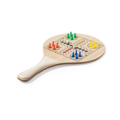 Set de Palas de Playa con Juegos de Mesa Integrados en Madera