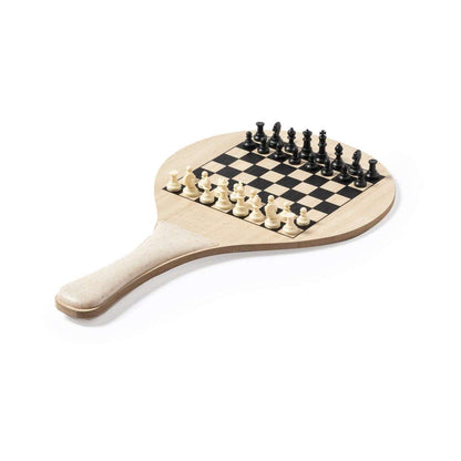 Set de Palas de Playa con Juegos de Mesa Integrados en Madera