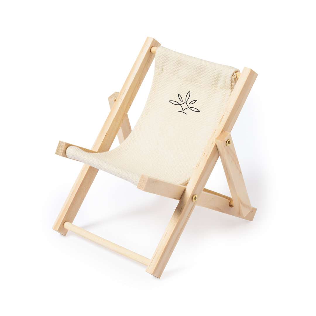 Soporte plegable para smartphone en madera y algodón natural