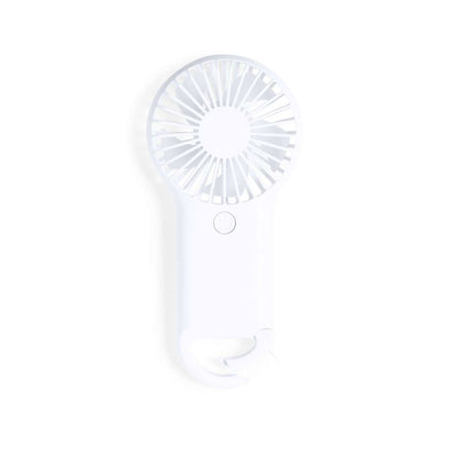 Ventilador portátil blanco con mosquetón y 2 velocidades