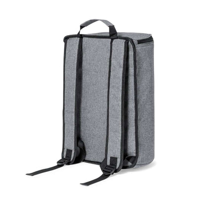 Mochila nevera gris 21L sostenible con acabado RPET resistente