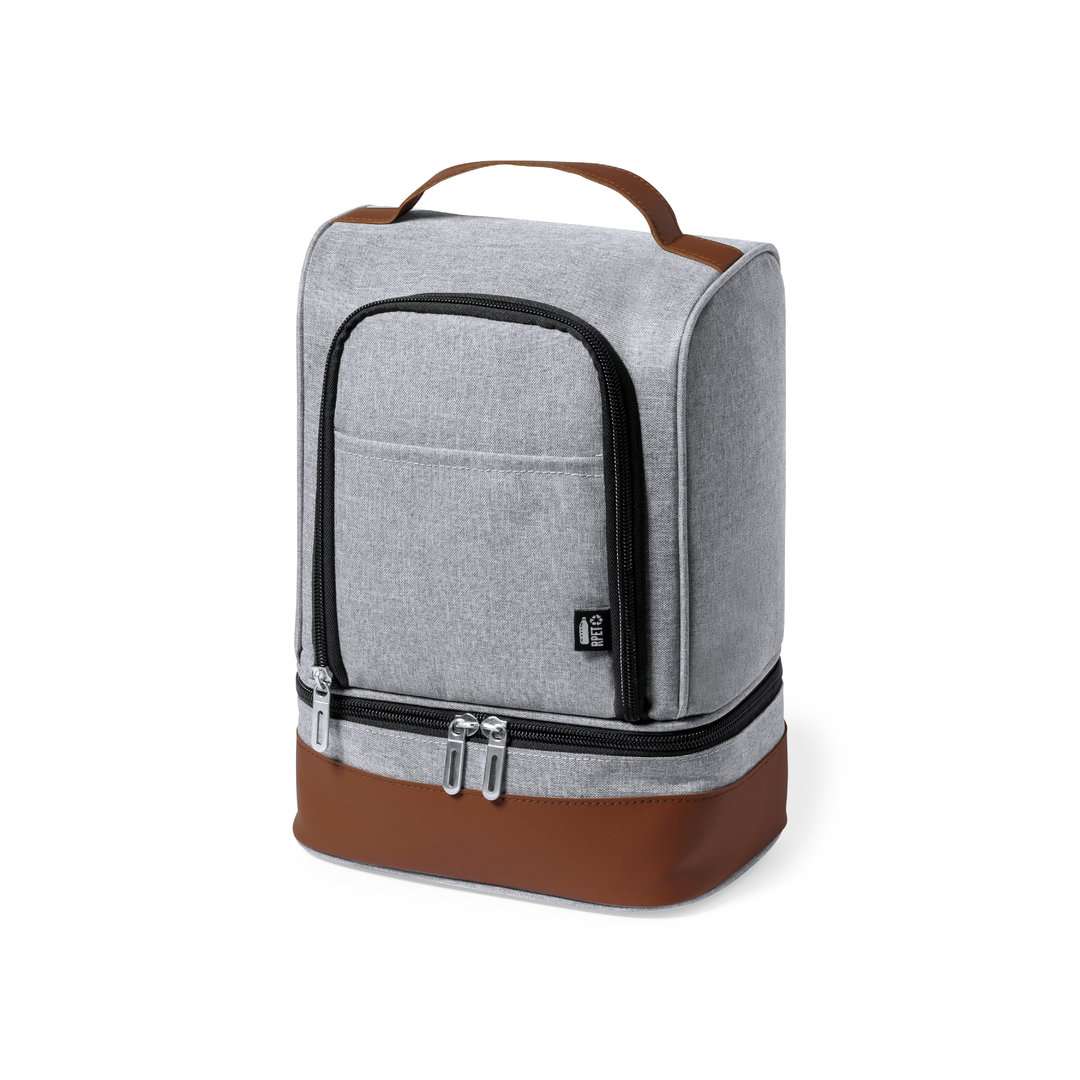 Nevera isotérmica Kumak de 6L en resistente RPET gris con polipiel