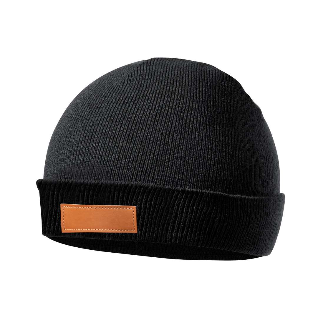 Set gorro y guantes acrílicos con parche para adulto