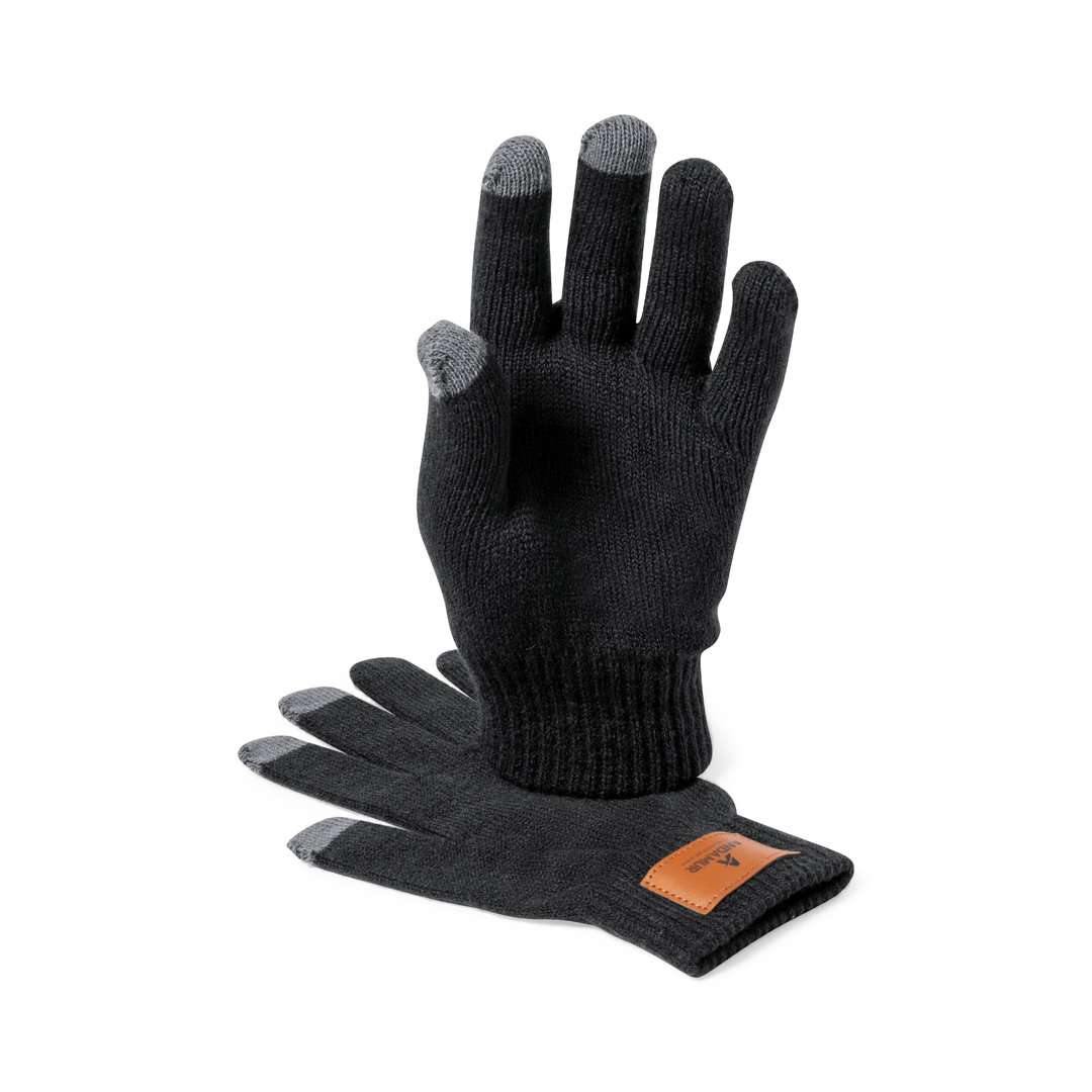 Set gorro y guantes acrílicos con parche para adulto