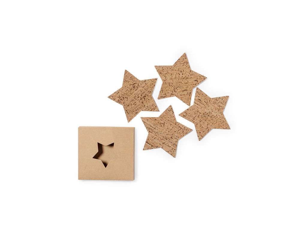 Set de 4 posavasos estrella en corcho natural - Diseño ecológico