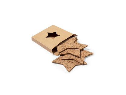Set de 4 posavasos estrella en corcho natural - Diseño ecológico