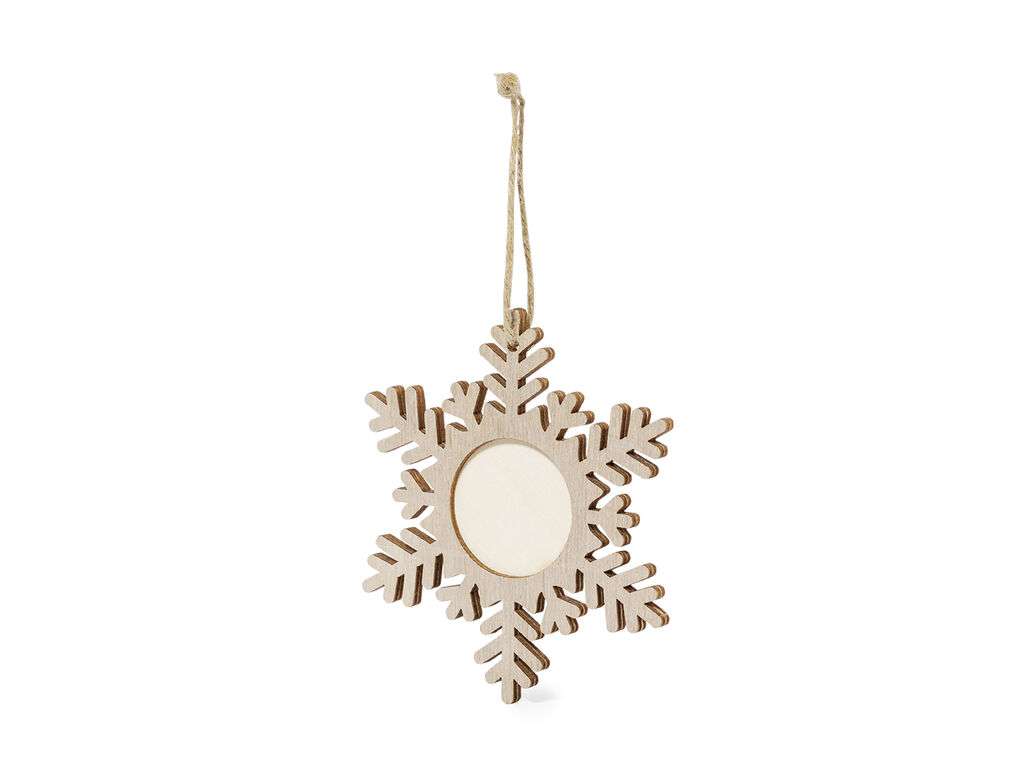 Adornos navideños con portafotos en madera natural, 3 diseños