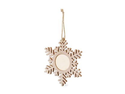 Adornos navideños con portafotos en madera natural, 3 diseños