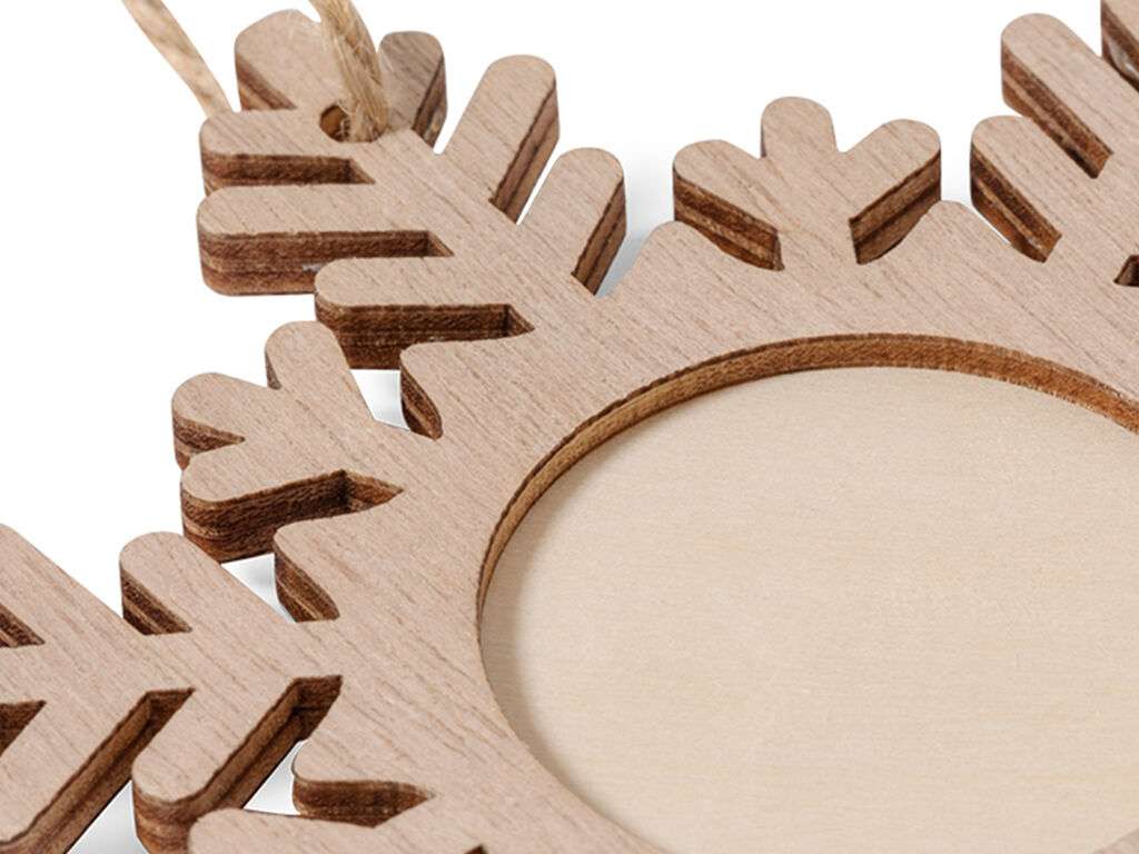 Adornos navideños con portafotos en madera natural, 3 diseños