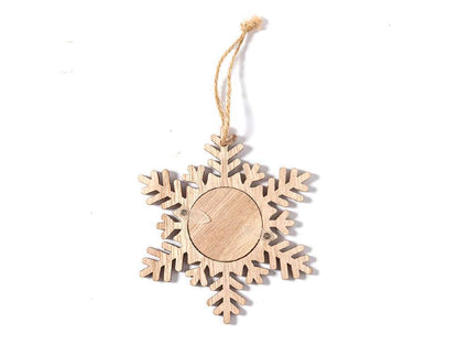Adornos navideños con portafotos en madera natural, 3 diseños