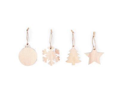 Adorno Navideño de Madera Natural con Jute - Varios Diseños