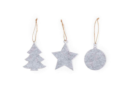 Set de 3 adornos navideños en fieltro con colgador