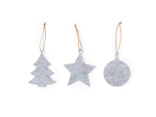 Set de 3 adornos navideños en fieltro con colgador