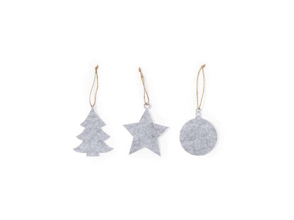 Set de 3 adornos navideños en fieltro con colgador