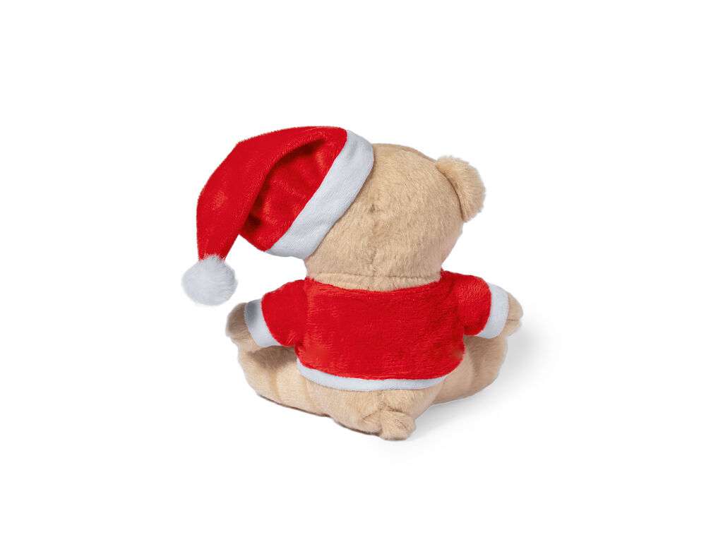 Oso de peluche navideño con gorro de Papa Noel y camiseta personalizable