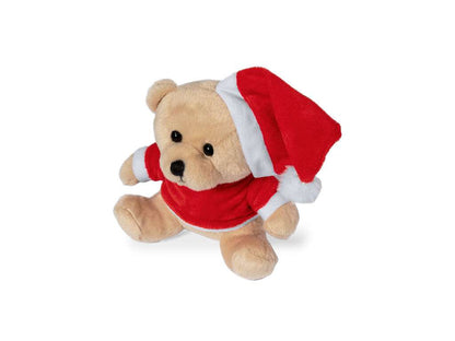 Oso de peluche navideño con gorro de Papa Noel y camiseta personalizable