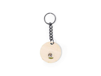 Llavero de madera de haya con semillas de pino - regalo sostenible
