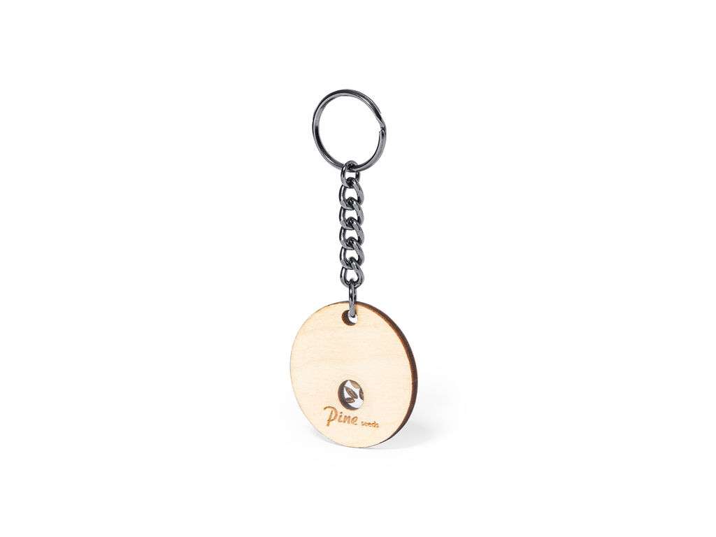 Llavero de madera de haya con semillas de pino - regalo sostenible