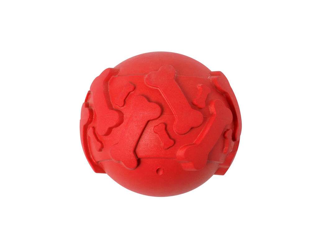 Pelota para mascotas Bigel de goma resistente con relieve de huesos