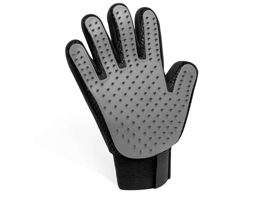 Guante para cepillar mascotas con cerdas de TPR y velcro ajustable