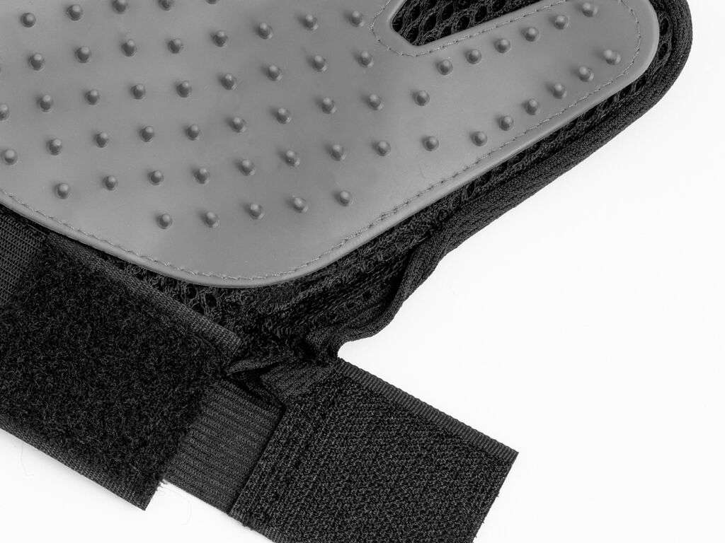 Guante para cepillar mascotas con cerdas de TPR y velcro ajustable