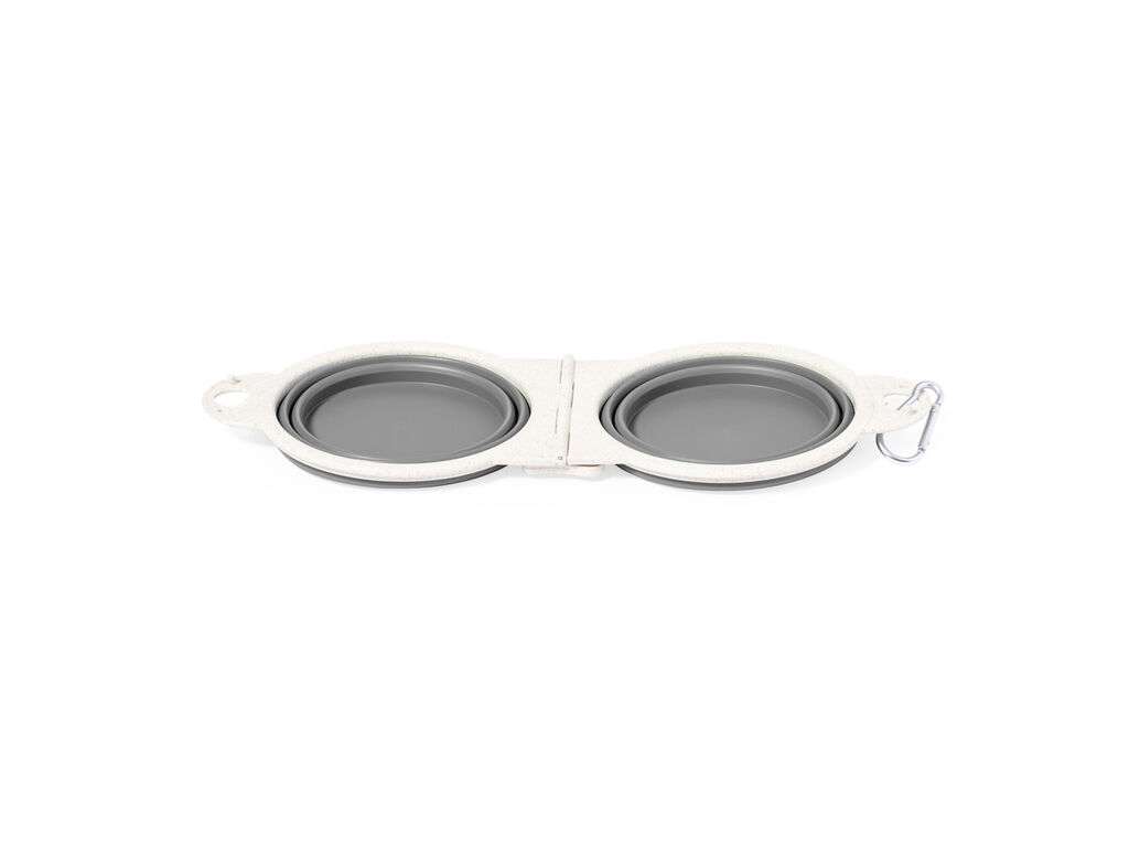 Bowl plegable de caña de trigo para mascotas con mosquetón