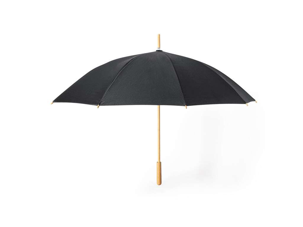 Paraguas Gotley 105cm negro con mango de bambú y varillas antiviento