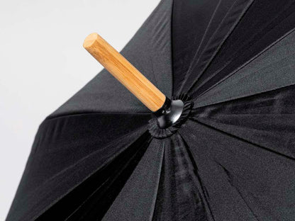 Paraguas Gotley 105cm negro con mango de bambú y varillas antiviento