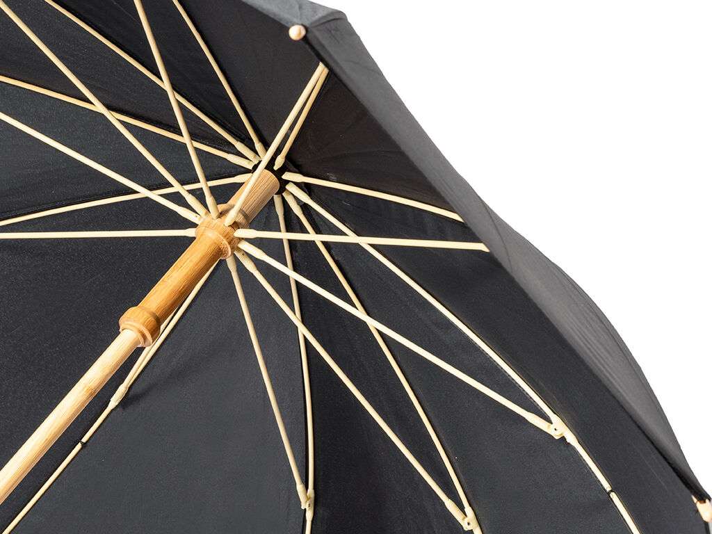 Paraguas Gotley 105cm negro con mango de bambú y varillas antiviento