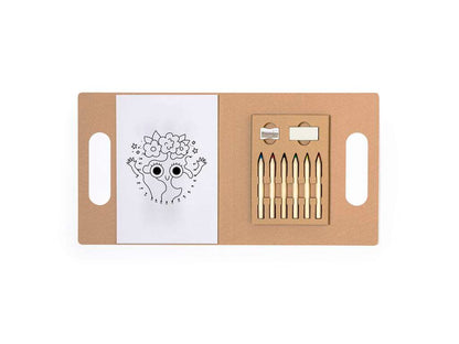 Set para colorear en cartón reciclado con lápices y accesorios
