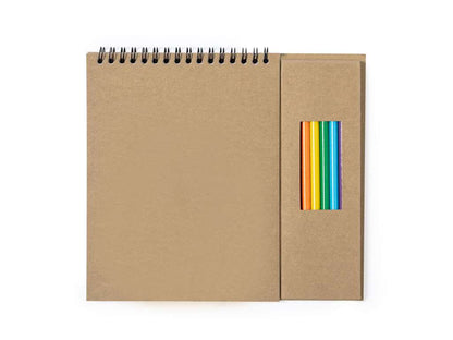 Set ecológico de lápices y bloc con diseño natural reciclado