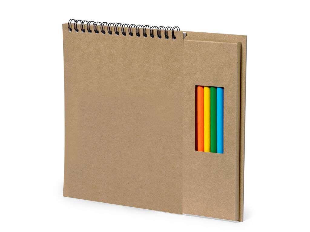 Set ecológico de lápices y bloc con diseño natural reciclado