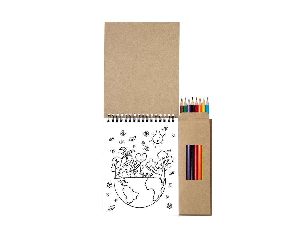 Set ecológico de lápices y bloc con diseño natural reciclado
