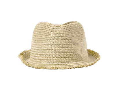 Sombrero Harmon de paja con bordes de flecos y cinta ajustable