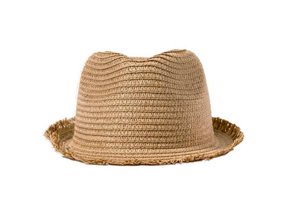 Sombrero Harmon de paja con bordes de flecos y cinta ajustable